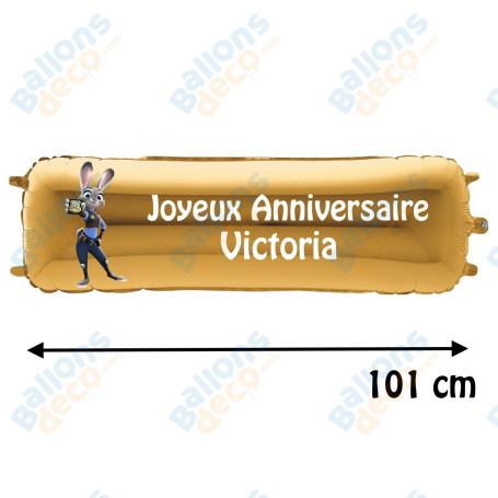 Ballon Judy Zootopie Banderole Joyeux Anniversaire avec Prénom Disney, Décorations ballons pour anniversaire.