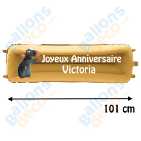Ballon Remy Ratatouille Banderole Joyeux Anniversaire avec Prénom Disney.