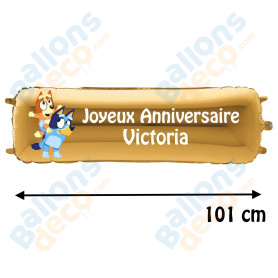 Ballon Bluey et Bingo Banderole Joyeux Anniversaire avec Prénom Disney.