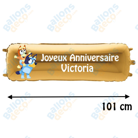 Ballon Bluey et Bingo Banderole Joyeux Anniversaire avec Prénom Disney.