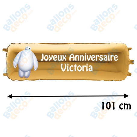 Ballon Big Héros 6 Banderole Joyeux Anniversaire avec Prénom Disney, Décorations ballons pour anniversaire.