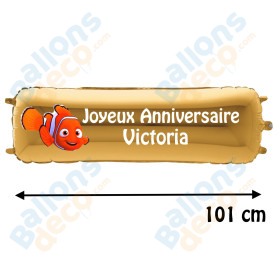 Ballon Nemo Banderole Joyeux Anniversaire avec Prénom Disney, Décorations ballons pour anniversaire.