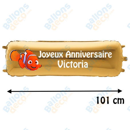 Ballon Nemo Banderole Joyeux Anniversaire avec Prénom Disney, Décorations ballons pour anniversaire.