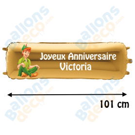 Ballon Peter Pan Banderole Joyeux Anniversaire avec Prénom Disney, Décorations ballons pour anniversaire.