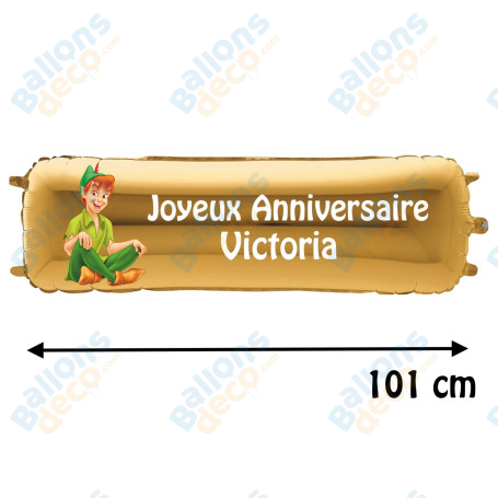Ballon Peter Pan Banderole Joyeux Anniversaire avec Prénom Disney, Décorations ballons pour anniversaire.