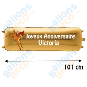 Ballon Bambi Banderole Joyeux Anniversaire avec Prénom Disney, Décorations ballons pour anniversaire.