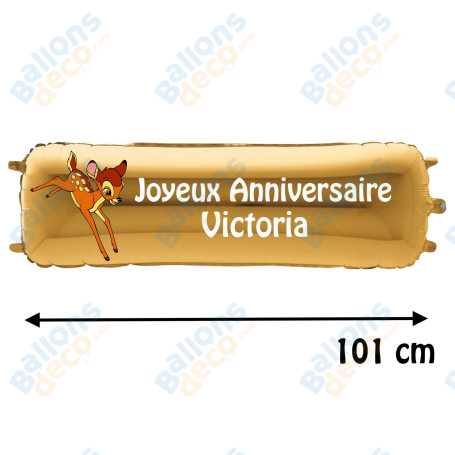 Ballon Bambi Banderole Joyeux Anniversaire avec Prénom Disney, Décorations ballons pour anniversaire.