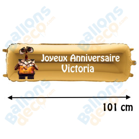 Ballon Wall-E Banderole Joyeux Anniversaire avec Prénom Disney, Décorations ballons pour anniversaire.