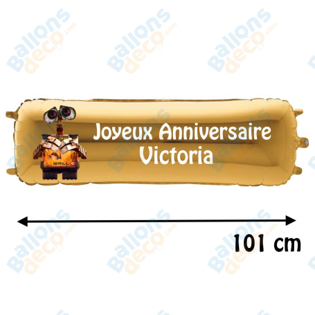 Ballon Wall-E Banderole Joyeux Anniversaire avec Prénom Disney, Décorations ballons pour anniversaire.
