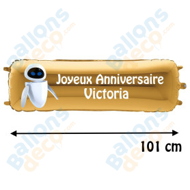 Ballon Eve de Wall-E Banderole Joyeux Anniversaire avec Prénom Disney, Décorations ballons pour anniversaire.