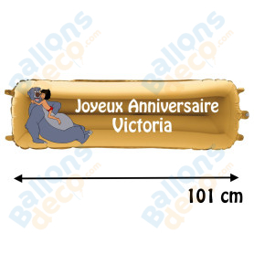 Ballon Mowgli le livre de la Jungle Banderole Joyeux Anniversaire avec Prénom Disney, Décorations ballons pour anniversaire.