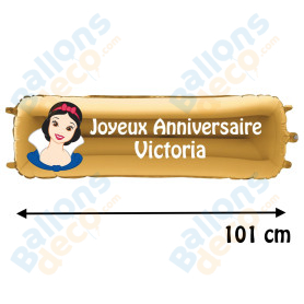 Ballon Princesse Blanche Neige Banderole Joyeux Anniversaire avec Prénom Disney, Décorations ballons pour anniversaire.