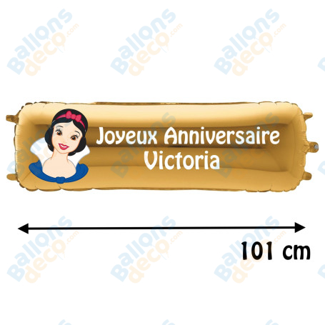 Ballon Princesse Blanche Neige Banderole Joyeux Anniversaire avec Prénom Disney, Décorations ballons pour anniversaire.
