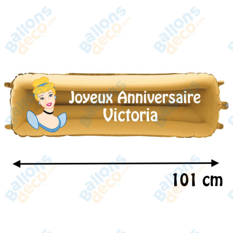 Ballon Princesse Cendrillon Banderole Joyeux Anniversaire avec Prénom Disney, Décorations ballons pour anniversaire.