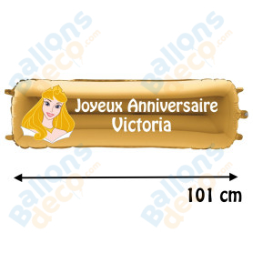 Ballon Princesse Aurore Banderole Joyeux Anniversaire avec Prénom Disney, Décorations ballons pour anniversaire.