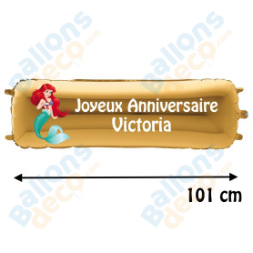 Ballon Ariel La Petite Sirène Banderole Joyeux Anniversaire avec Prénom Disney, Décorations ballons pour anniversaire.