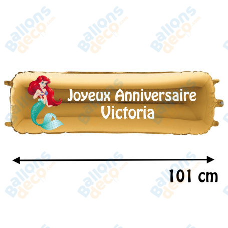 Ballon Ariel La Petite Sirène Banderole Joyeux Anniversaire avec Prénom Disney, Décorations ballons pour anniversaire.