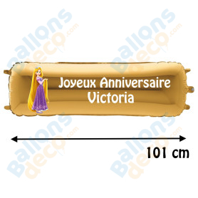 Ballon Princesse Raiponce Banderole Joyeux Anniversaire avec Prénom Disney, Décorations ballons pour anniversaire.