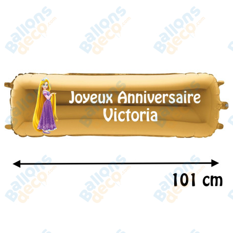 Ballon Princesse Raiponce Banderole Joyeux Anniversaire avec Prénom Disney, Décorations ballons pour anniversaire.