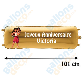 Ballon Vaiana Banderole Joyeux Anniversaire avec Prénom Disney, Décorations ballons pour anniversaire.