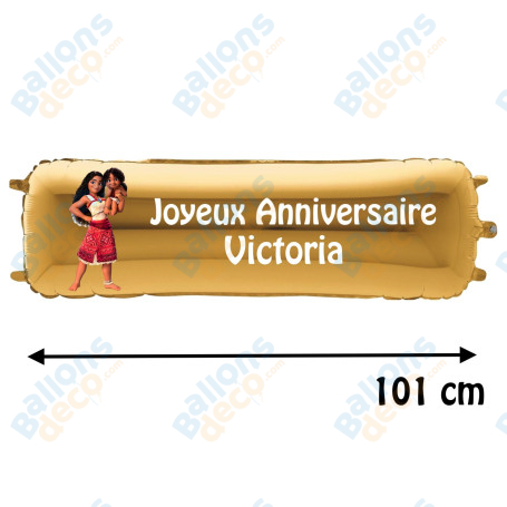 Ballon Vaiana Banderole Joyeux Anniversaire avec Prénom Disney, Décorations ballons pour anniversaire.