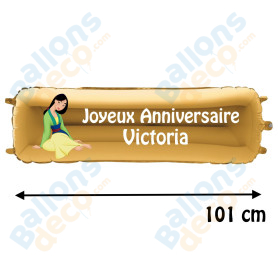 Ballon Mulan Banderole Joyeux Anniversaire avec Prénom Disney, Décorations ballons pour anniversaire.