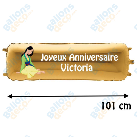 Ballon Mulan Banderole Joyeux Anniversaire avec Prénom Disney, Décorations ballons pour anniversaire.