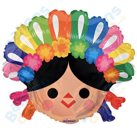 Ballon Tête Femme Mexicaine, Décorations ballon Fête Mexicaine.