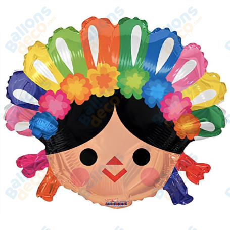 Ballon Tête Femme Mexicaine, Décorations ballon Fête Mexicaine.