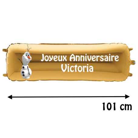 Ballon Olaf de la Reine des Neiges Banderole Joyeux Anniversaire avec Prénom Disney, Décorations ballons pour anniversaire.