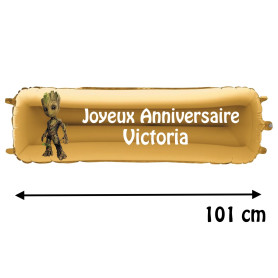 Ballon Groot Les Gardiens de la galaxie Banderole Joyeux Anniversaire avec Prénom Disney, Décorations ballons pour anniversaire.