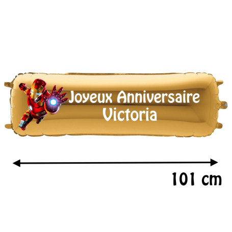 Ballon Iron Man Avengers, Marvel, Disney Banderole Joyeux Anniversaire avec Prénom