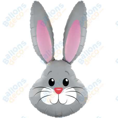 Ballon Lapin Gris Daniel, décoration ballon animaux de la ferme, décoration de pâques.