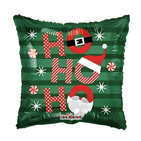 Ballon Ho-Ho-Ho Carré de Noël, Décoration ballon de vitrine pour saison de Noël.