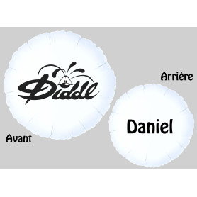 Ballon Diddl Rond Blanc avec le Prénom, Décorations ballons pour anniversaire.