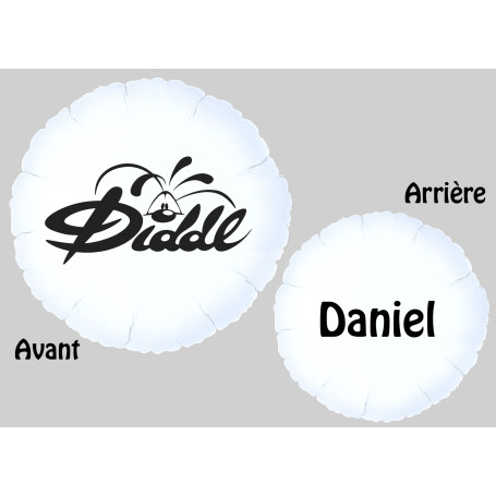 Ballon Diddl Rond Blanc avec le Prénom, Décorations ballons pour anniversaire.