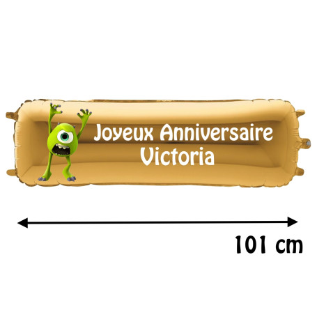 Ballon Bob Razowski de Monstre et Cie Banderole Joyeux Anniversaire avec Prénom Disney, Décorations ballons pour anniversaire.