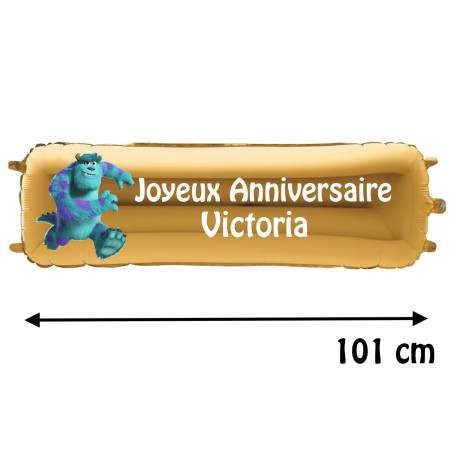 Ballon Sully de Monstre et Cie Banderole Joyeux Anniversaire avec Prénom Disney, Décorations ballons pour anniversaire.