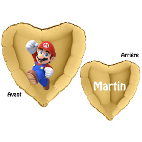 Ballon Super Mario Jump Coeur Or Avec Prénom, Décorations ballons pour anniversaire.
