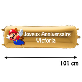 Ballon Super Mario Bros 1991 Banderole Joyeux Anniversaire avec Prénom, Décorations ballons pour anniversaire.