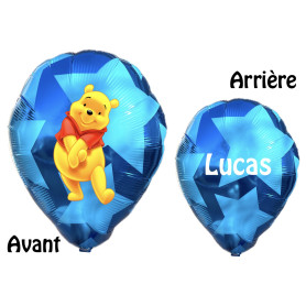 Ballon Winnie L'Ourson Ballon Bleu Avec Prénom Disney, Décorations ballons pour anniversaire.