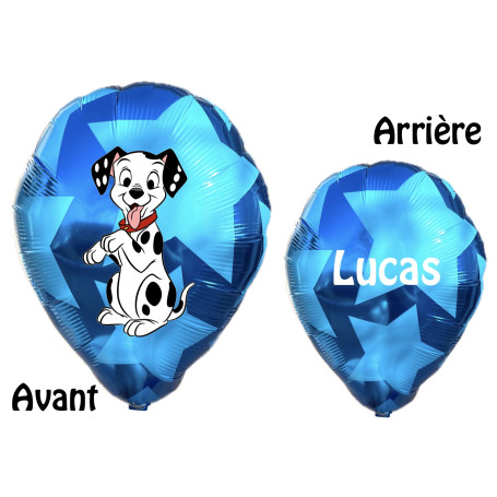 Ballon Les 101 Dalmatiens Ballon Bleu avec Prénom Disney, Décorations ballons pour anniversaire.