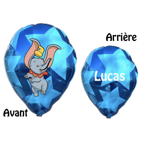 Ballon Dumbo Ballon Étoiles Bleu avec Prénom Disney, Décorations ballons pour anniversaire.