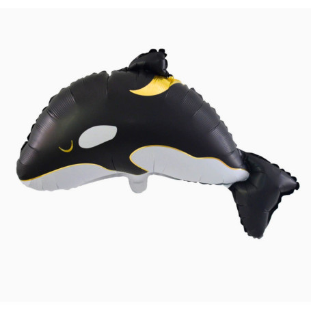 Ballon Orque Noir, Blanc et Or, décoration ballon animaux marin et aquatique, Anniversaire