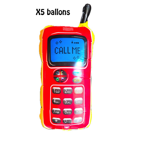 Ballons Téléphones Rouge X5 pour Kermesse des écoles.