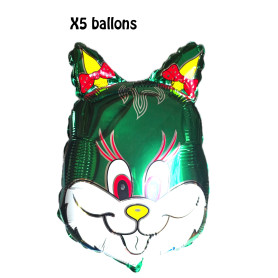Ballons Lapins Verts X5 pour Kermesse des écoles.