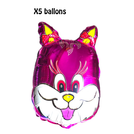 Ballons Lapins Roses X5 pour Kermesse des écoles.