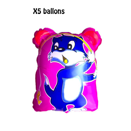 Ballons Chats Bleus X5 pour Kermesse des écoles.