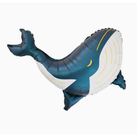 Ballon Baleine Bleu Nuit et Blanche, décoration ballon animaux aquatiques et anniversaire.