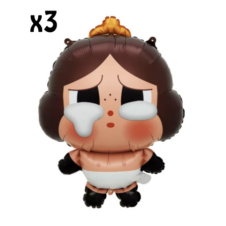 Ballon Poupée Brune Crybaby Kawaii Pop Mart, Décorations ballons pour anniversaire.
